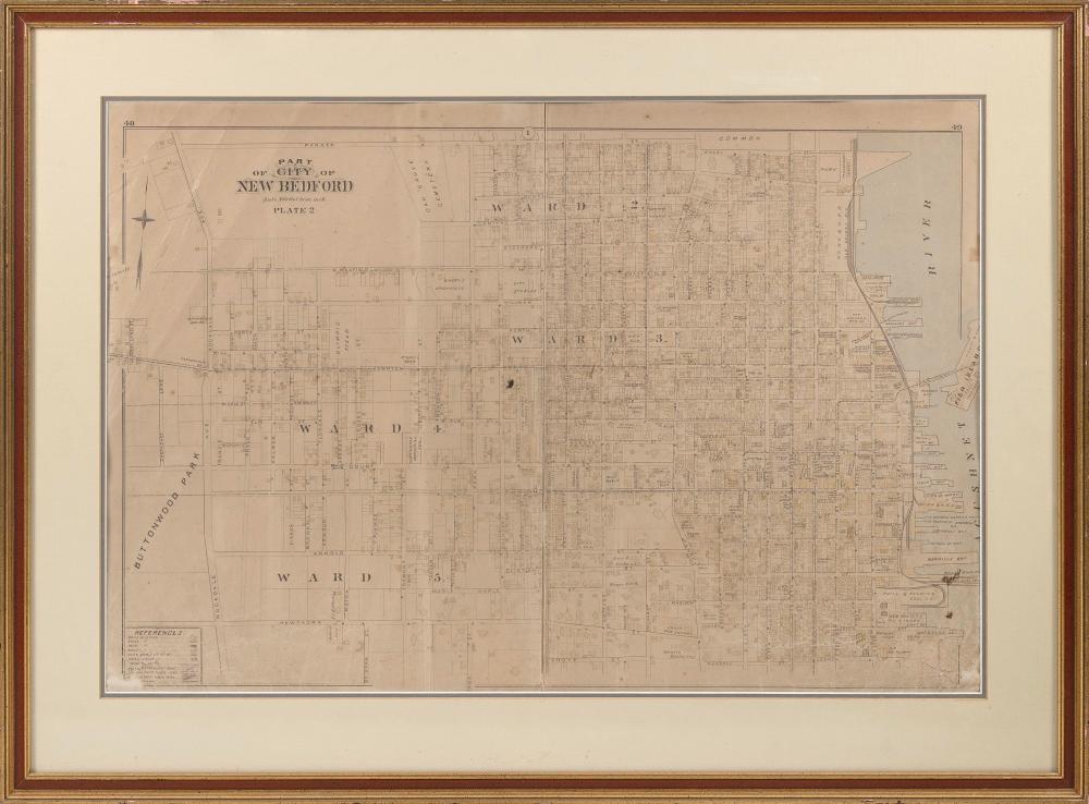 MAP OF NEW BEDFORD MASSACHUSETTS 35281c