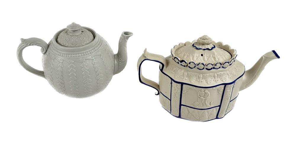 TWO CERAMIC TEAPOTSTWO CERAMIC TEAPOTS,