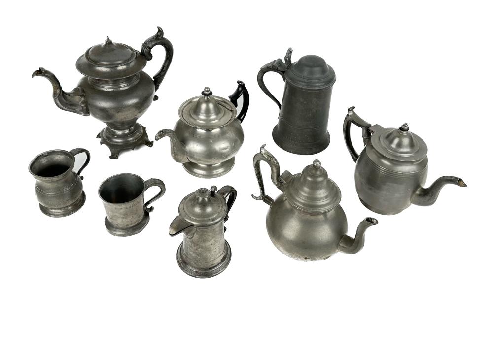EIGHT PIECES OF EARLY PEWTER HEIGHTS 35283f