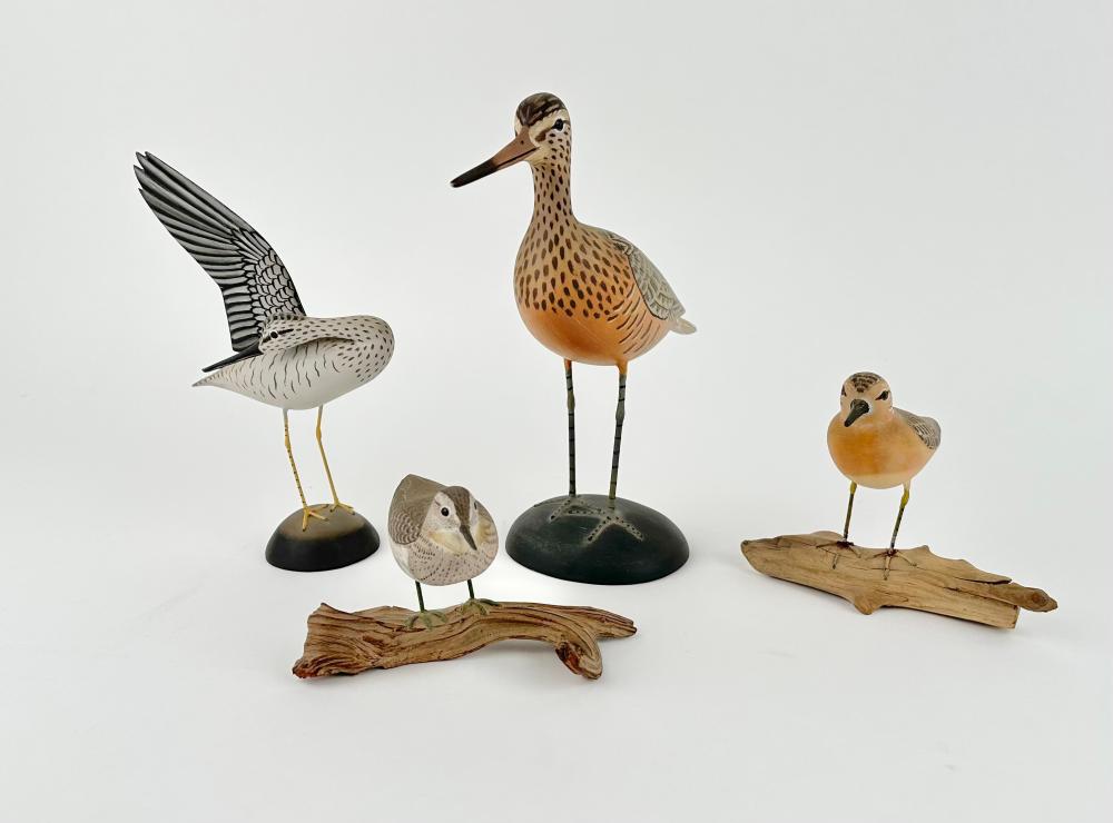 FOUR JAMES LAPHAM BIRD CARVINGS DENNIS