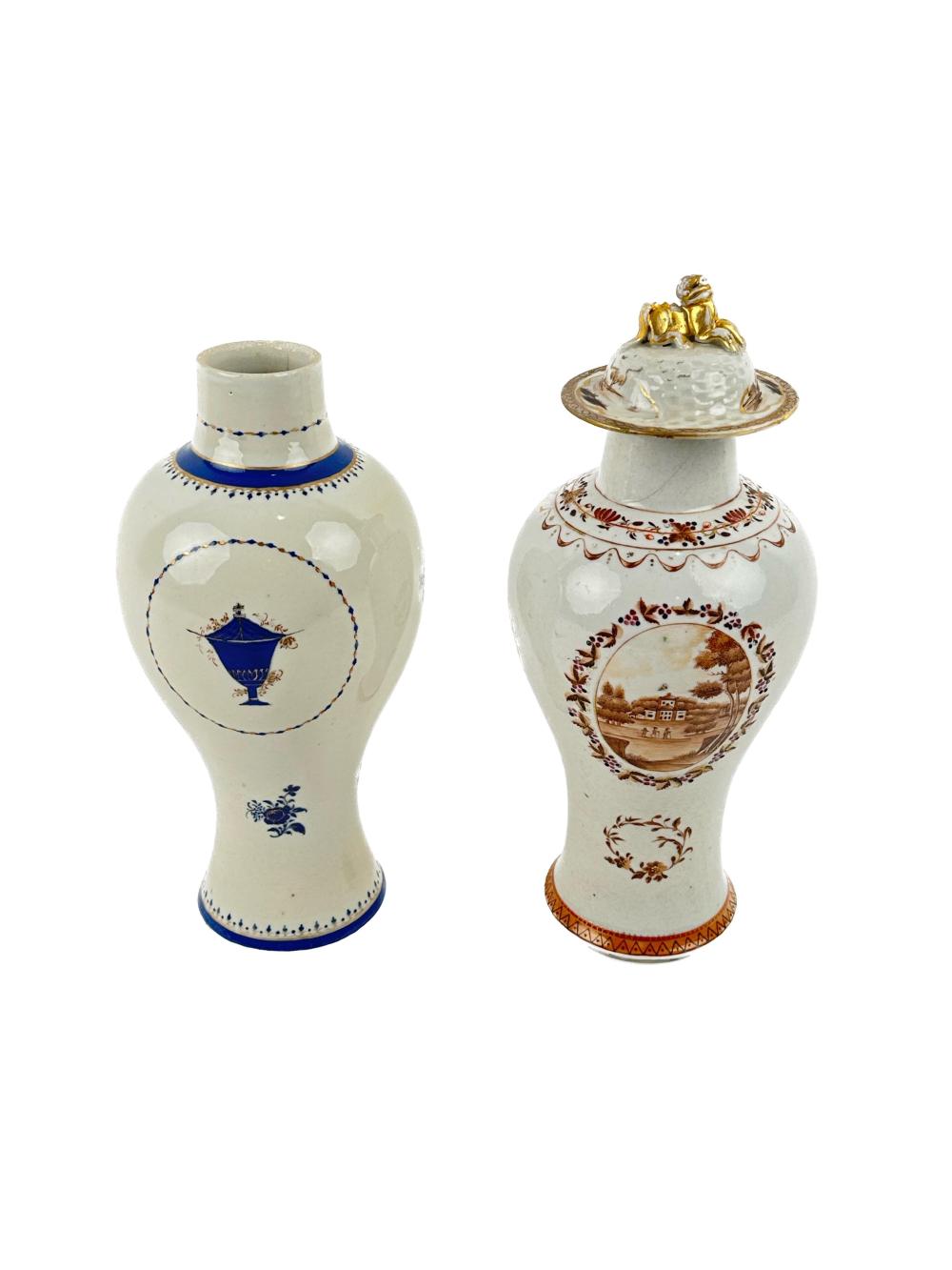 TWO CHINESE EXPORT PORCELAIN GARNITURE