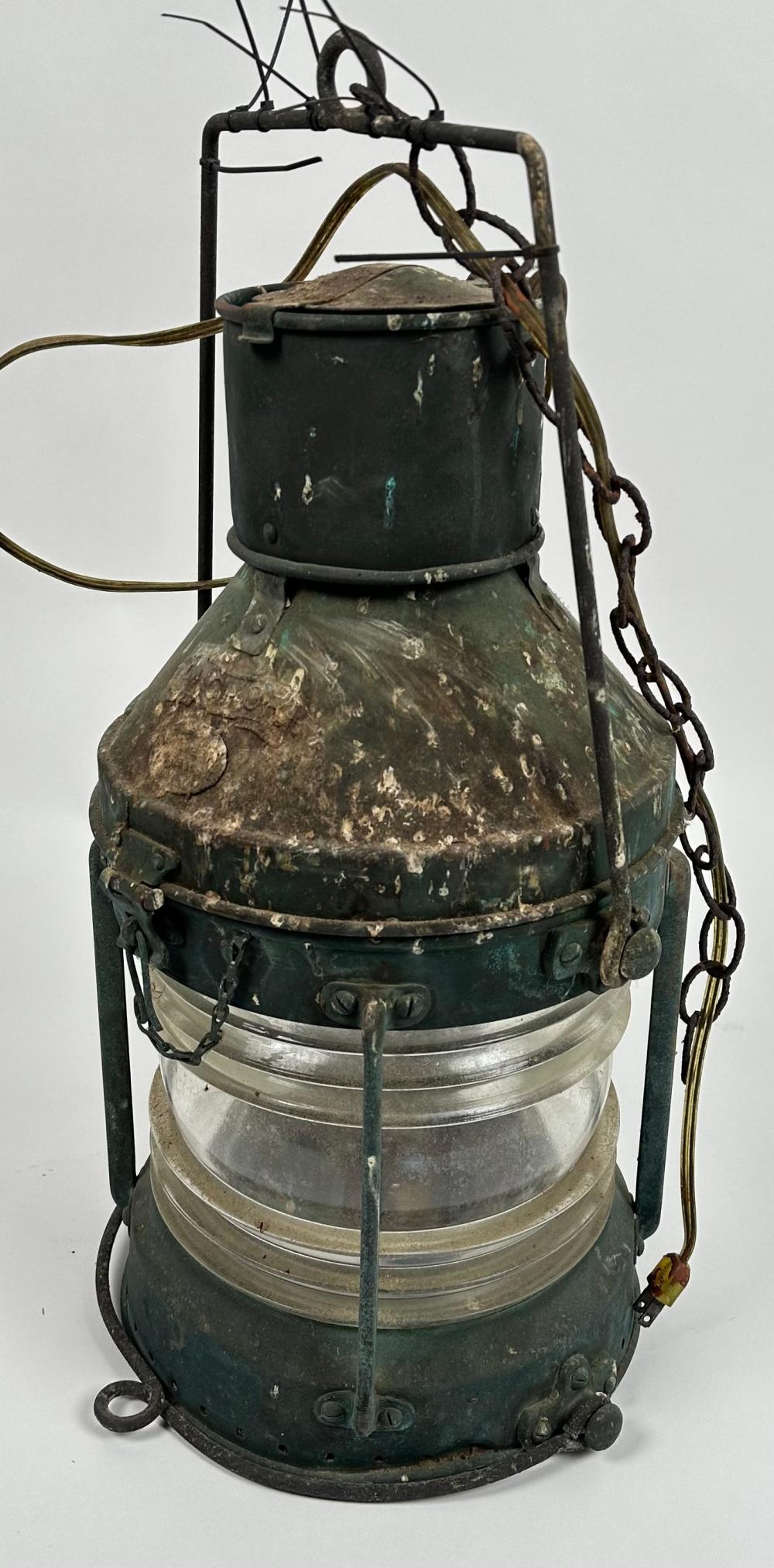 LARGE COPPER MARINE LANTERN 20TH 35287b