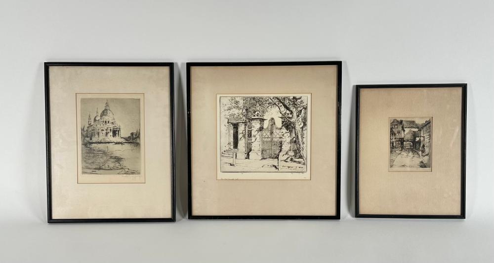 THREE ARCHITECTURAL ETCHINGS 19TH 20TH 3528ac