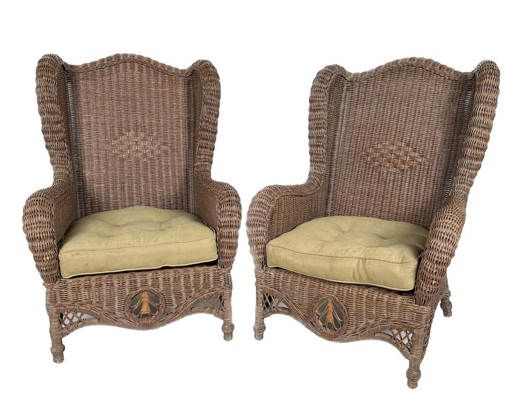 PAIR OF WICKER ARMCHAIRS LATE 20TH 3528bb