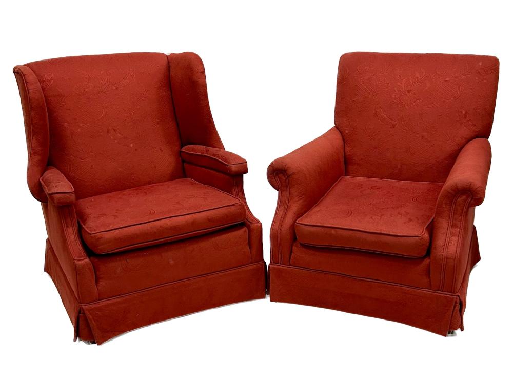 TWO SIMILAR UPHOLSTERED ARMCHAIRS 3528be