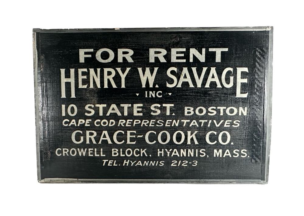 CAPE COD "FOR RENT" SIGN MID-20TH