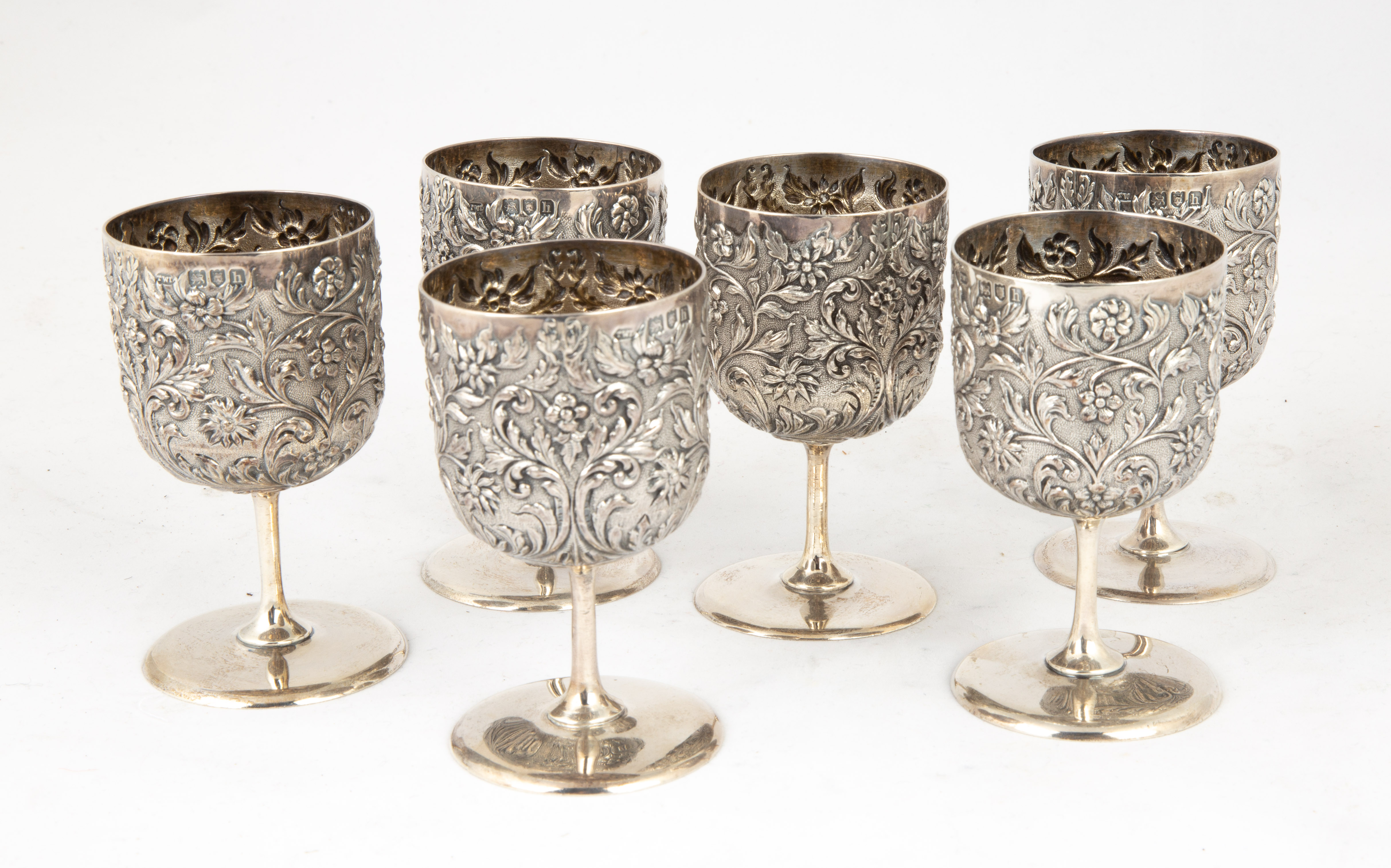 SIX ENGLISH STERLING CUPS Dobson