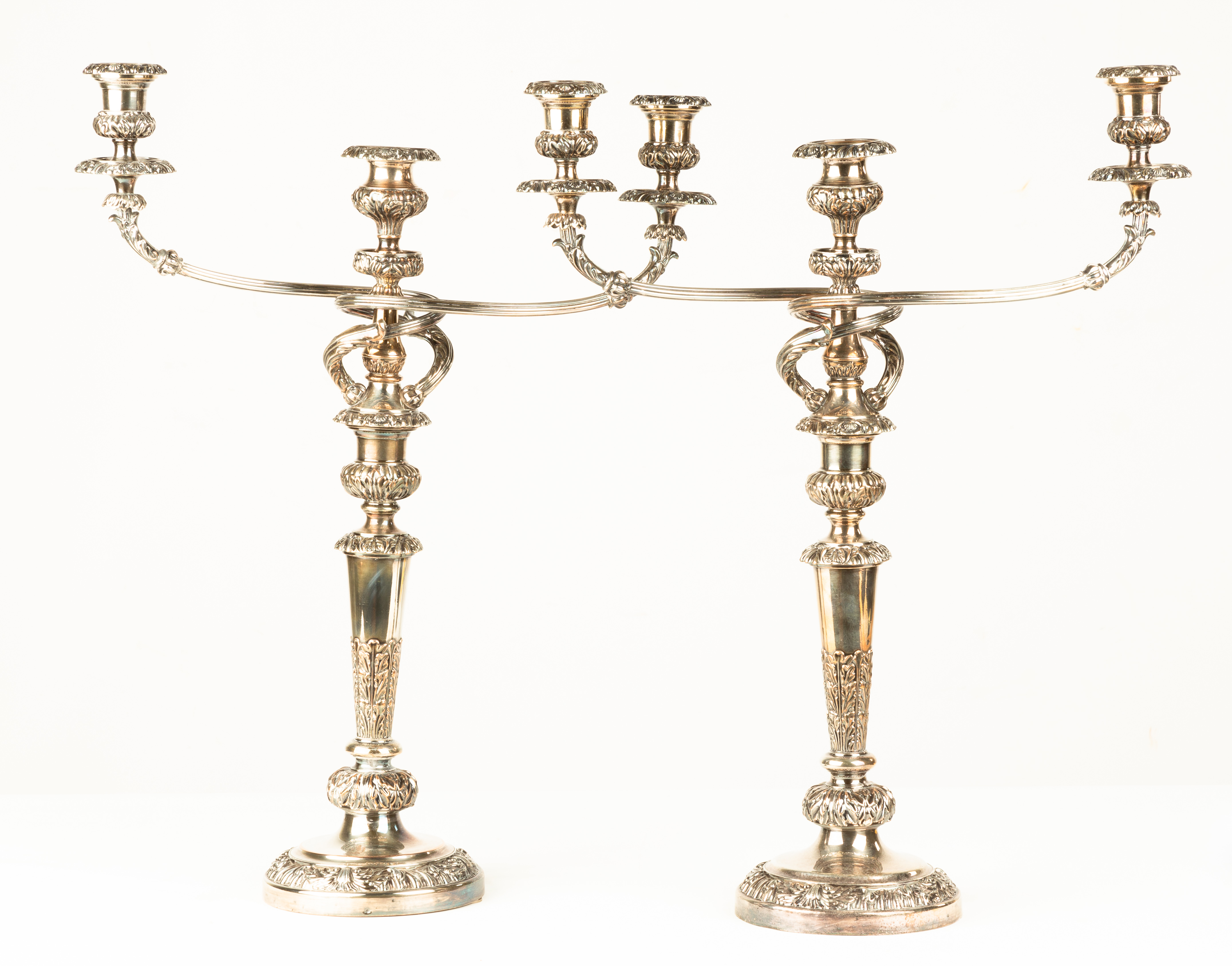 PAIR OF SHEFFIELD PLATE CANDELABRAS 3528fc