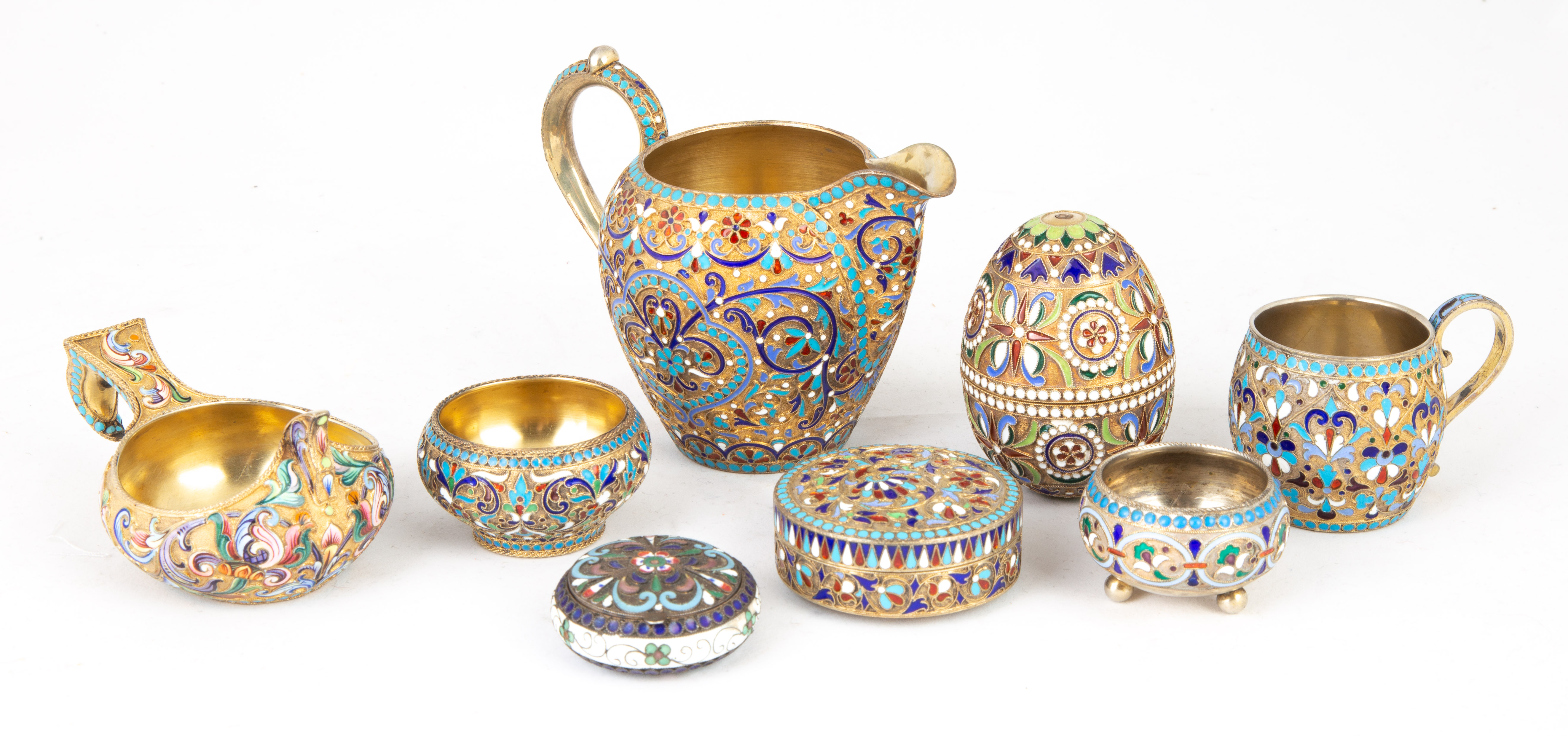 GROUP OF RUSSIAN SILVER ENAMELED 352930