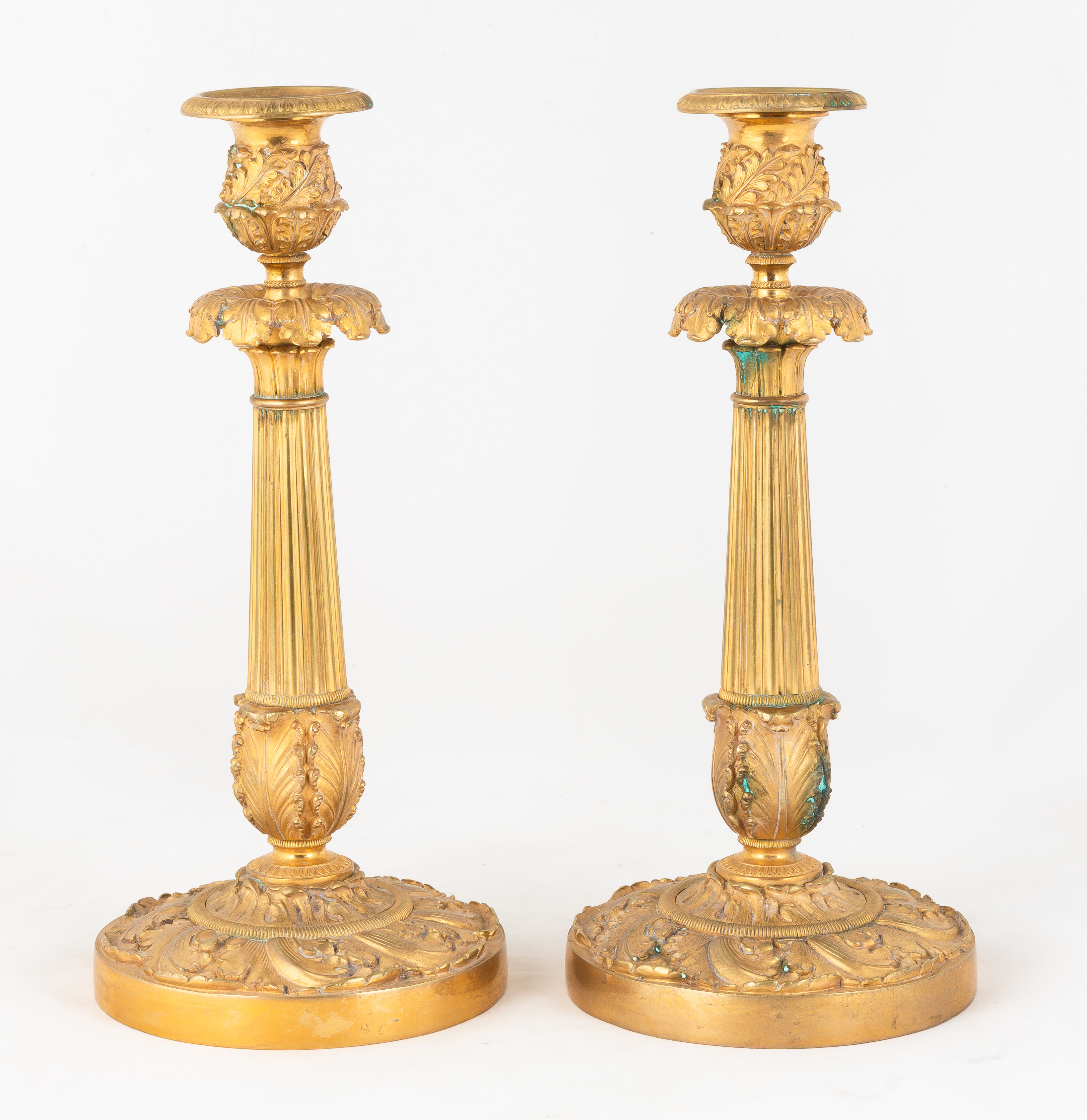 PAIR OF FRENCH ORMULU BRONZE CANDLESTICKS 35293c