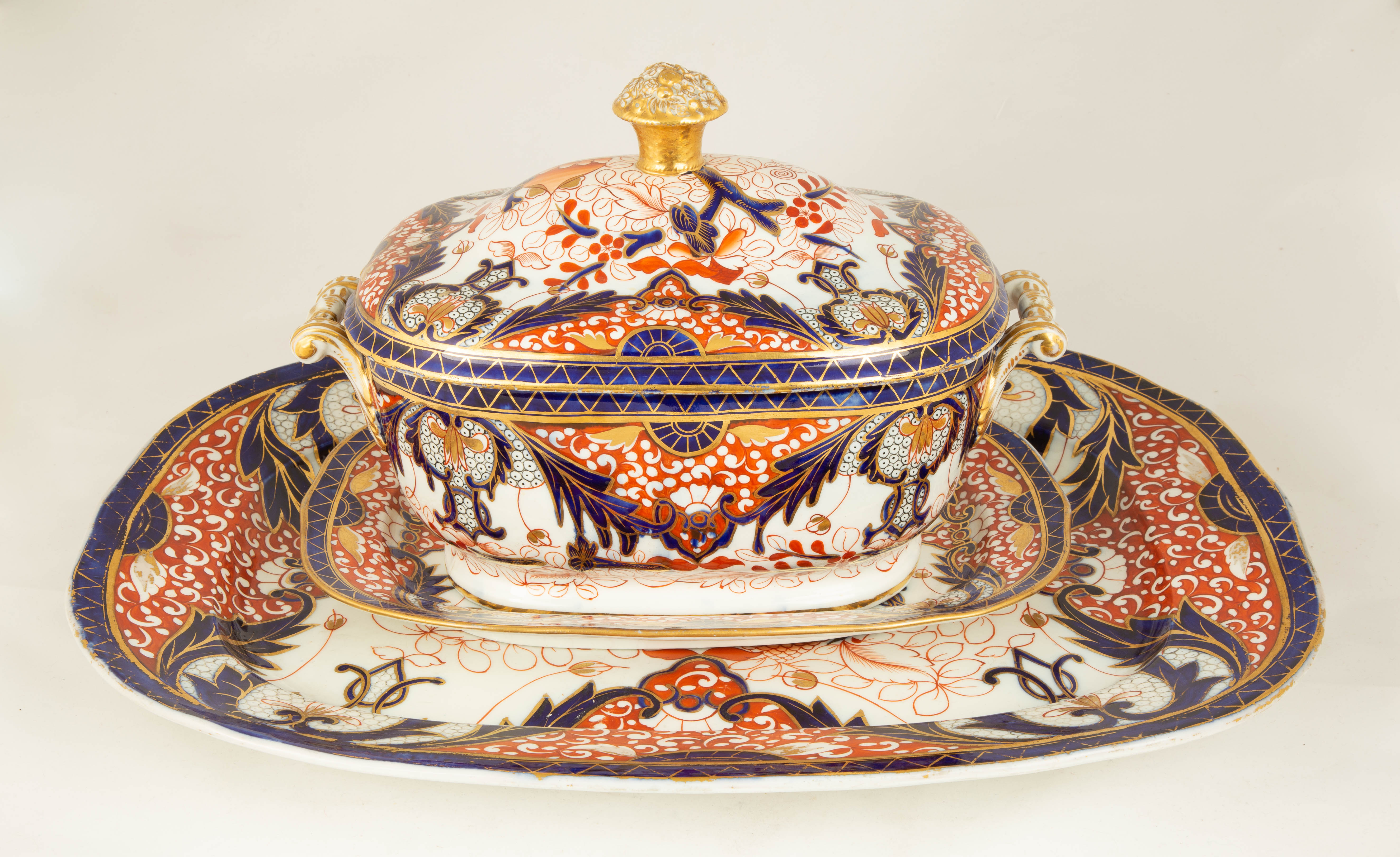 IRONSTONE PLATTER, TUREEN AND UNDERTRAY