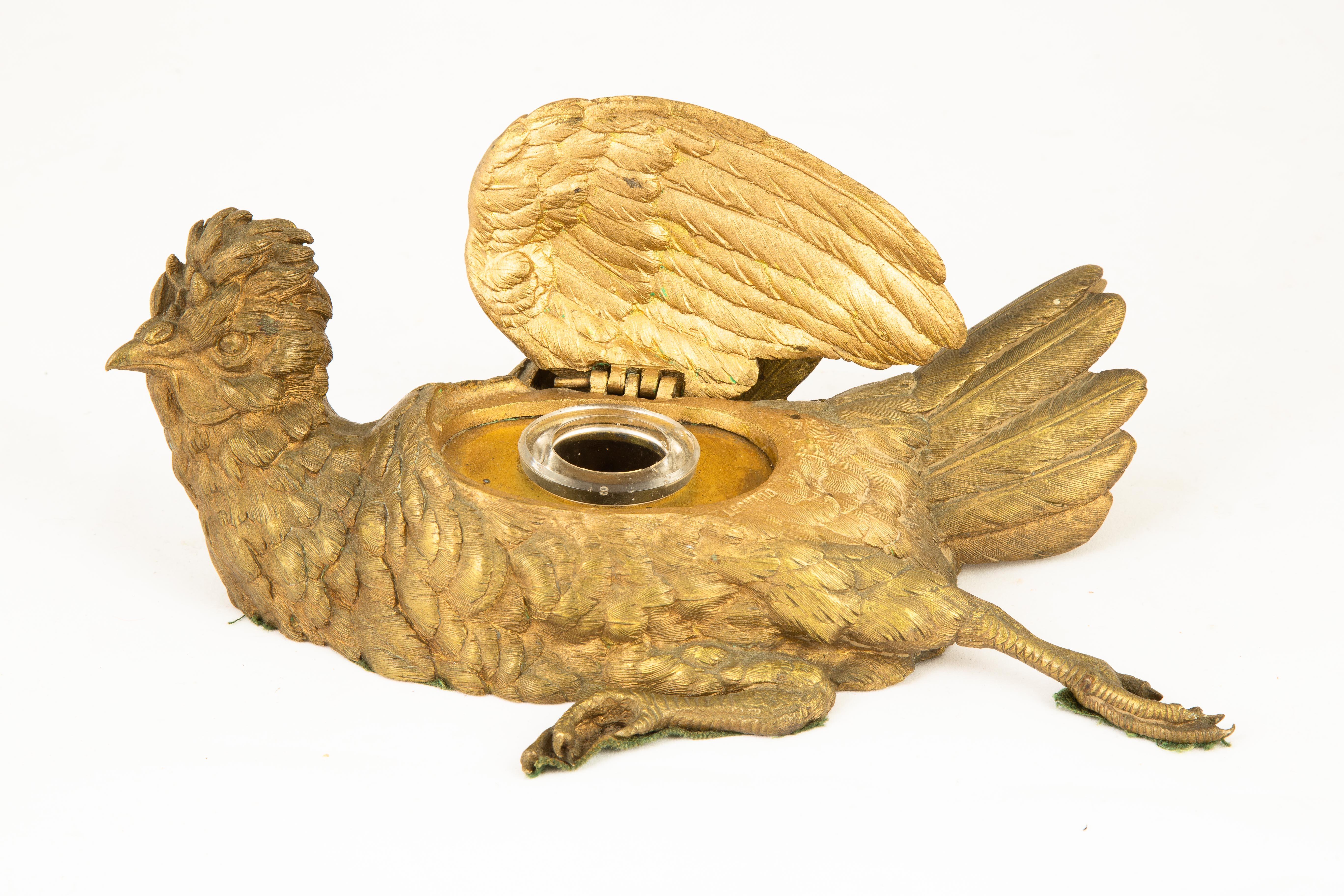 BRONZE BIRD INKWELL 19th century  352949