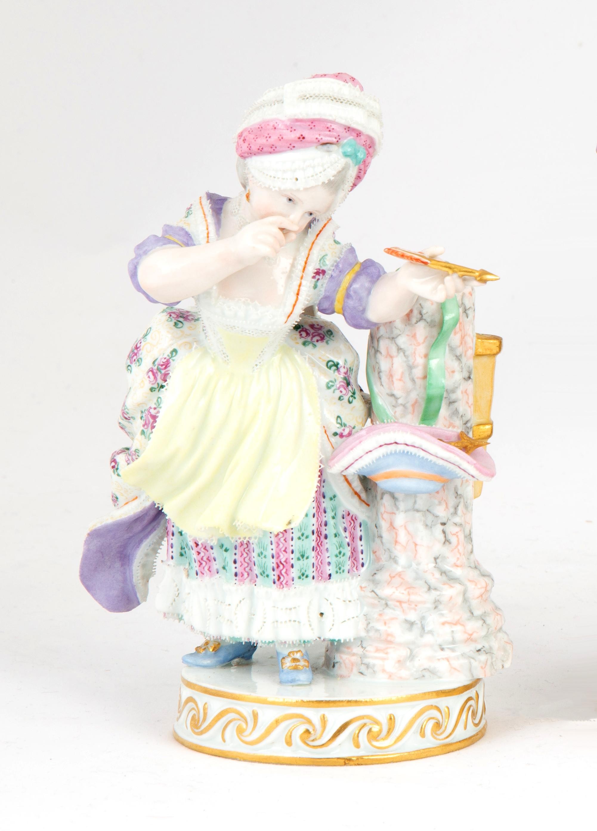 MEISSEN FIGURE OF LADY WITH ARROWS 19th