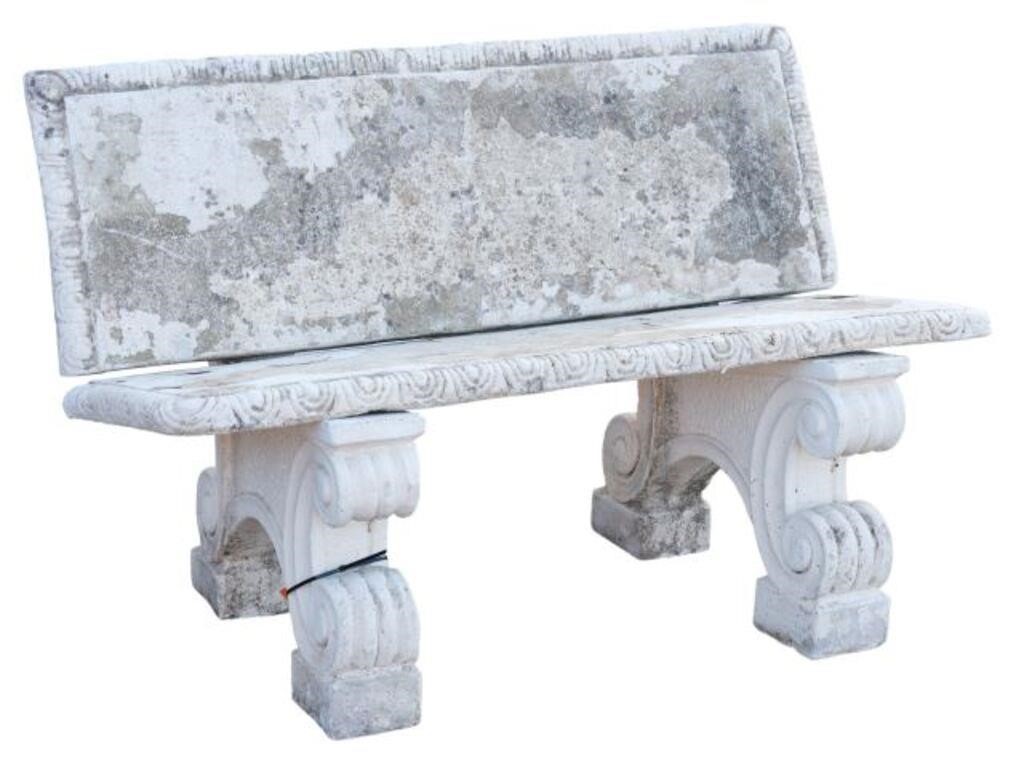 CAST STONE GARDEN BENCH ON DOUBLE