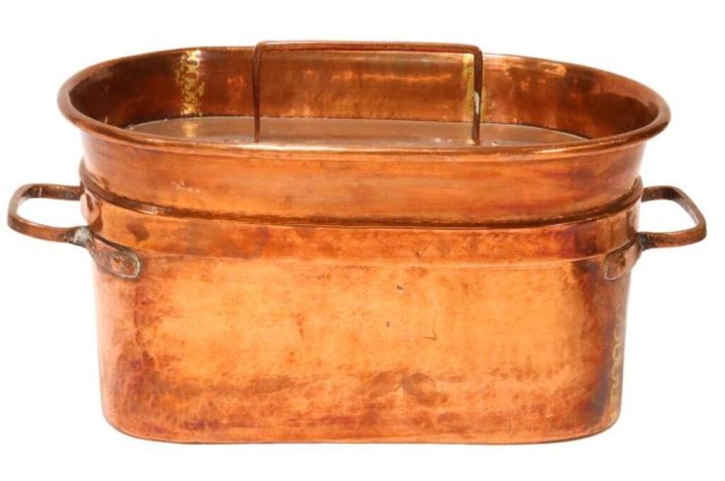 LARGE FRENCH COPPER BRAISING PAN