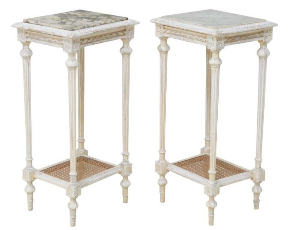  2 FRENCH LOUIS XVI STYLE MARBLE TOP 3550c7