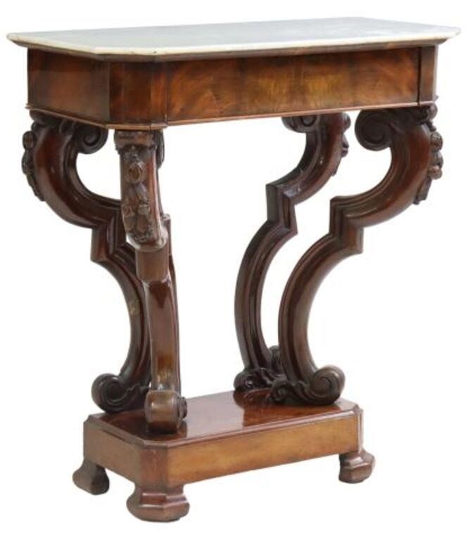 PETITE FRENCH MARBLE TOP MAHOGANY 3550c2