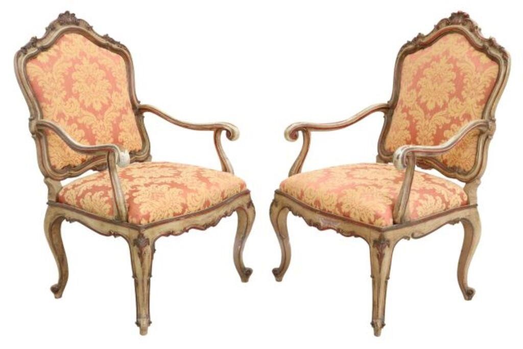  2 FRENCH LOUIS XV STYLE UPHOLSTERED 3550cd