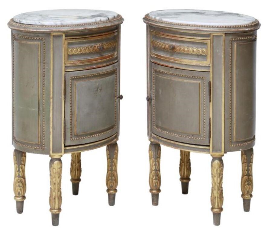  2 FRENCH LOUIS XVI STYLE MARBLE TOP 3550d9