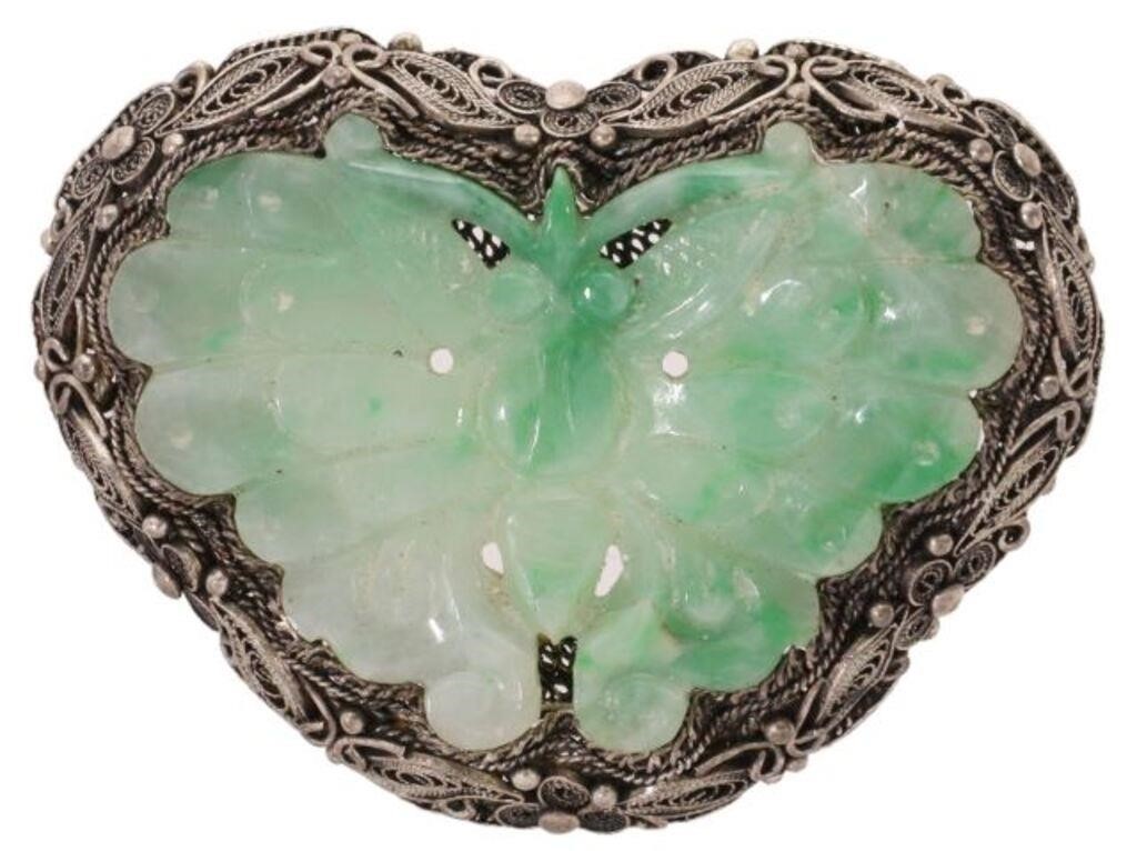 CHINESE SILVER FILIGREE JADE 3550e9