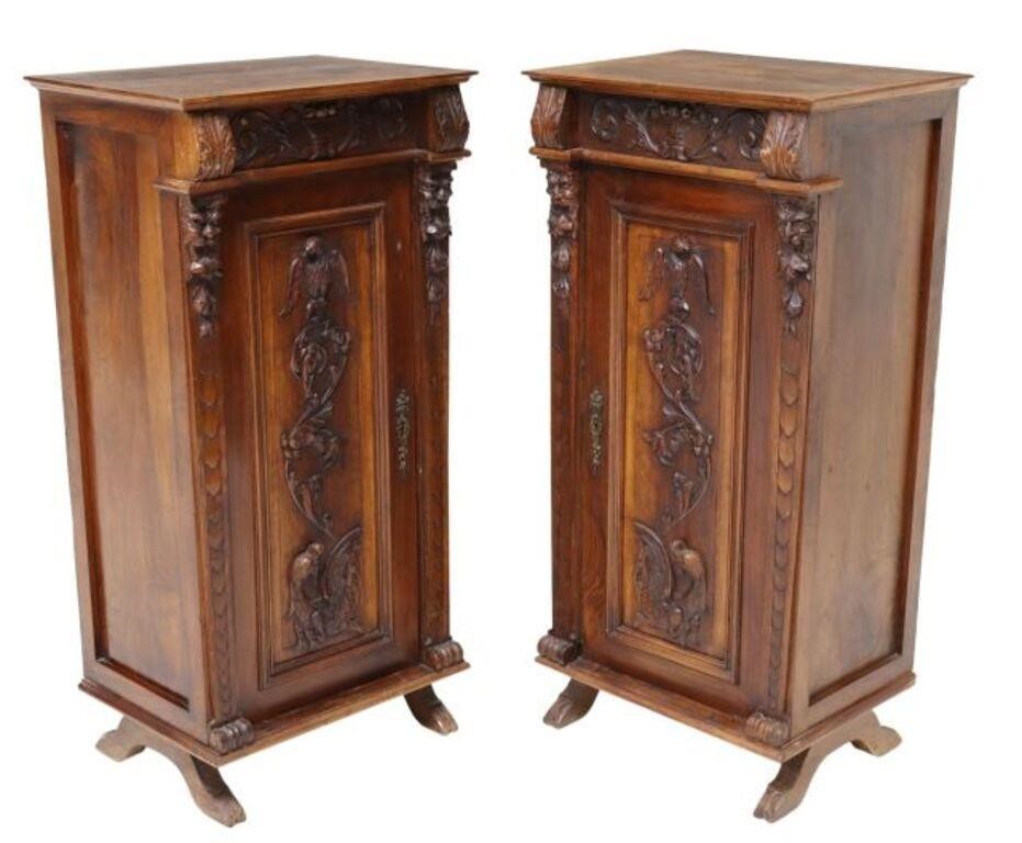  2 ITALIAN CARVED WALNUT BEDSIDE 35511f