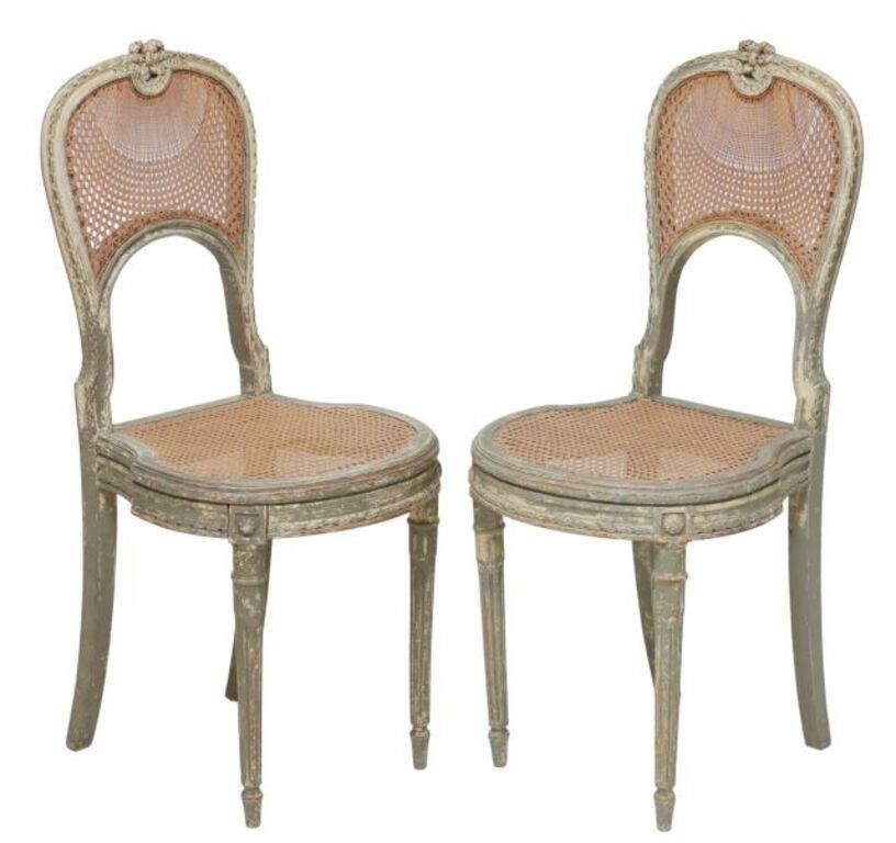  2 FRENCH LOUIS XVI STYLE PAINTED 35511c