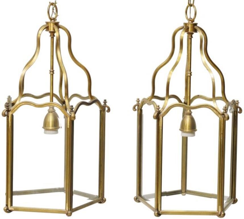 (2) ITALIAN BRASS & BEVELED GLASS