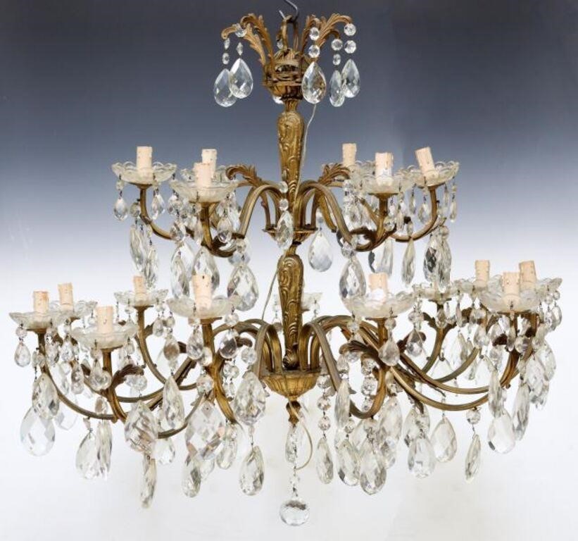 ITALIAN GILT METAL & CRYSTAL 17-LIGHT