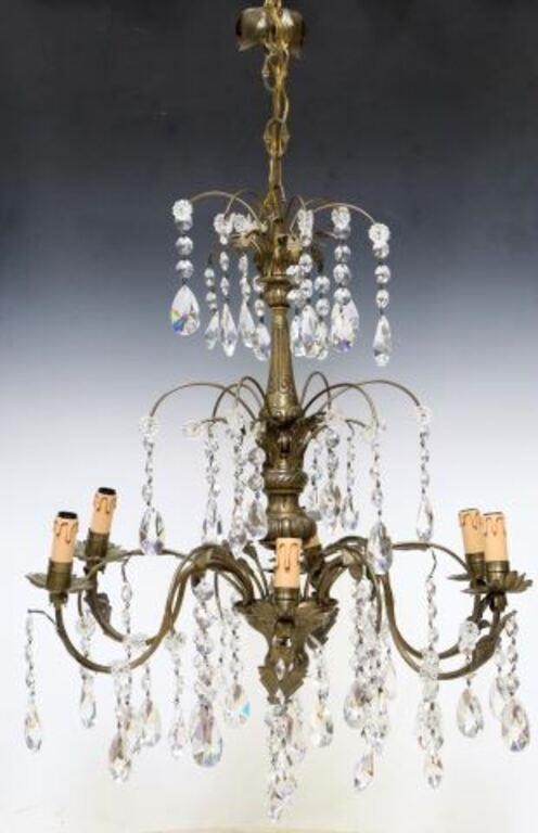 FRENCH WILLOW-FORM CRYSTAL SIX-LIGHT