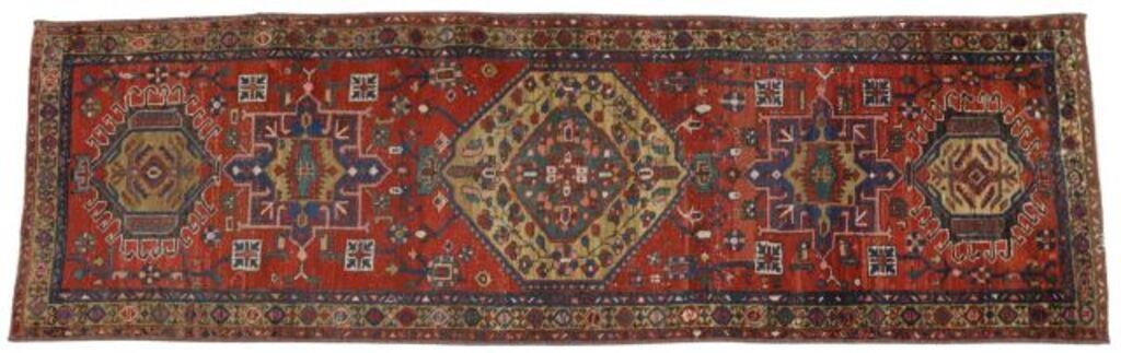 HAND-TIED PERSIAN HERIZ RUNNER,