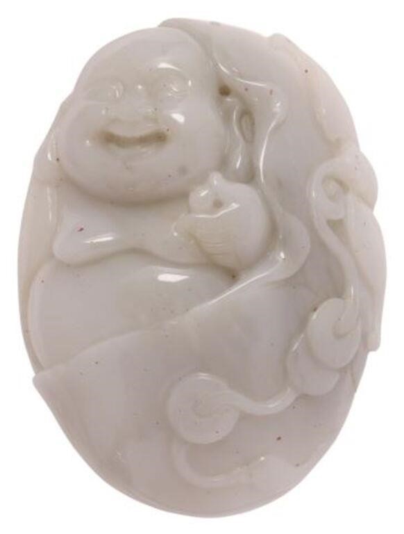 CHINESE PALE CELADON JADE BUDDHA