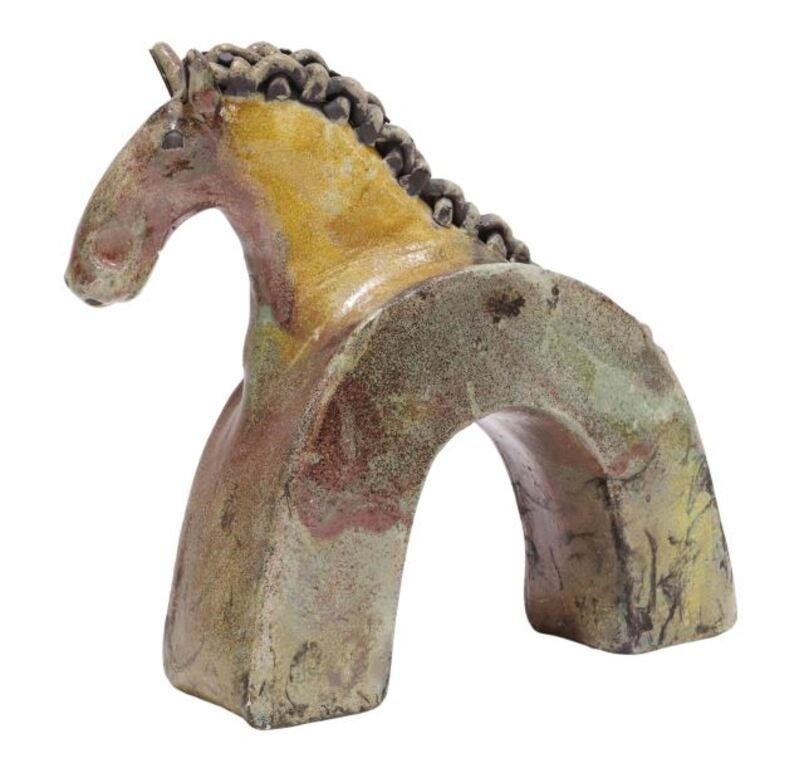 RICHARD T. HESS RAKU POTTERY HORSE