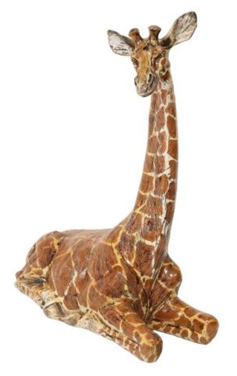 ITALIAN CERAMIC SEATED GIRAFFE 3551d1