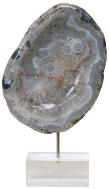 GEOLOGICAL AGATE SPECIMEN ON ACRYLIC 3551ea