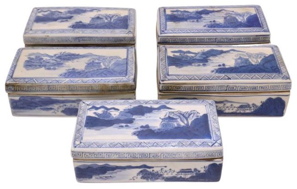  5 CHINESE BLUE WHITE PORCELAIN 355255