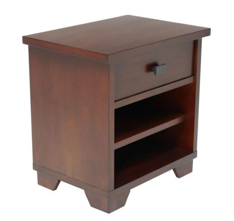 MAHOGANY NIGHTSTAND DRAWER & OPEN SHELVESMahogany