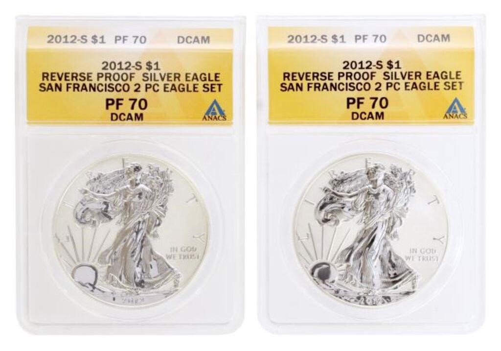 (2) US 2012S REVERSE PROOF SILVER