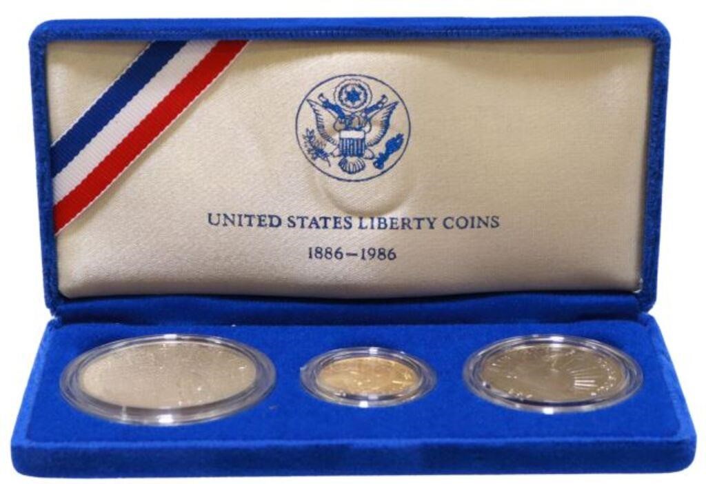 US 1986 LIBERTY THREE COIN SET 3552bc