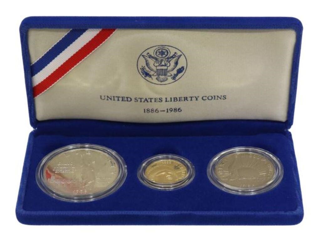 US 1986 LIBERTY THREE COIN SET WITH