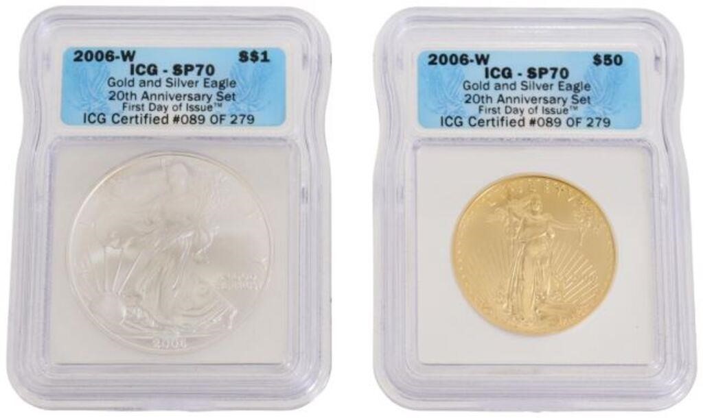 (2) US $50 2006 GOLD & SILVER EAGLE