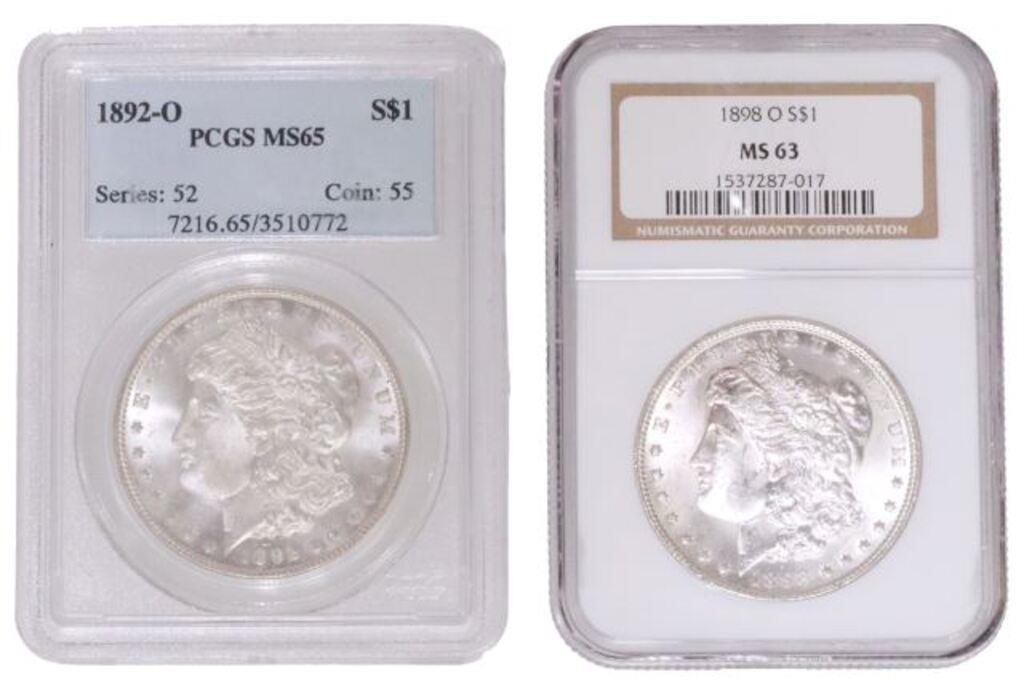 (2) US MORGAN SILVER DOLLARS, MS