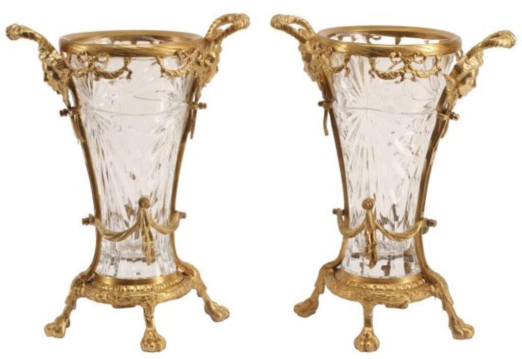  2 BACCARAT STYLE ORMOLU MOUNTED 35532e