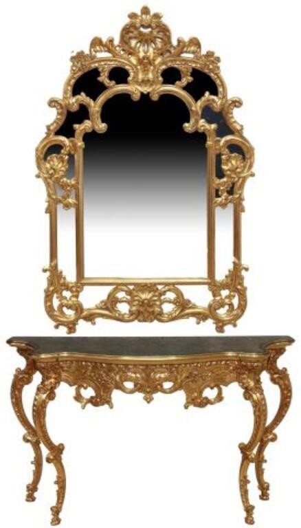 LOUIS XV STYLE GILT MIRRORED CONSOLE