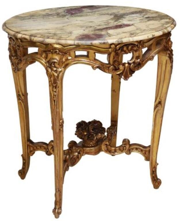 LOUIS XV STYLE MARBLE TOP GILTWOOD 35539b