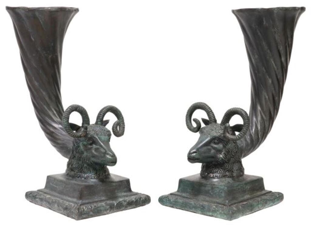 (2) MAITLAND-SMITH BRONZE RHYTON-FORM