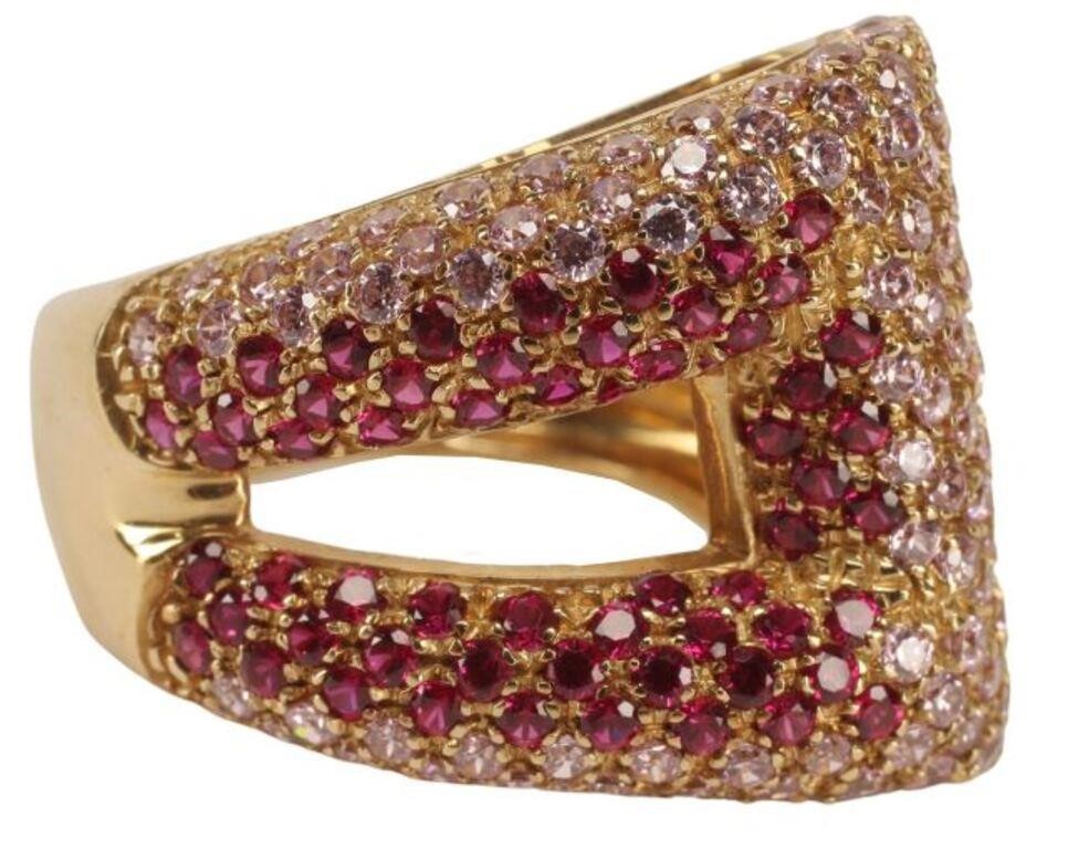 ESTATE ITALIAN 14KT GOLD PINK SAPPHIRE 3553b7