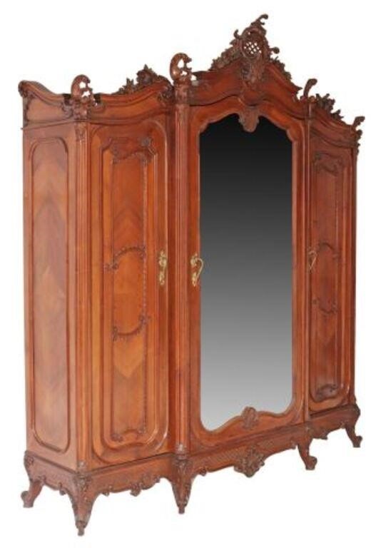 LOUIS XV STYLE CARVED WALNUT MIRRORED 355449