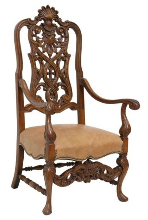 BAROQUE STYLE LEATHER UPHOLSTERED