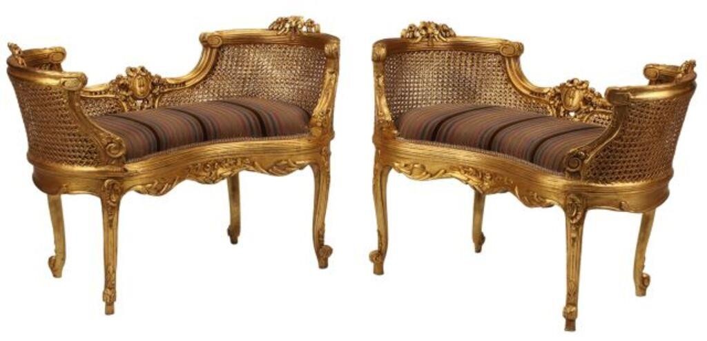  2 LOUIS XV STYLE GILTWOOD CANE 35545b