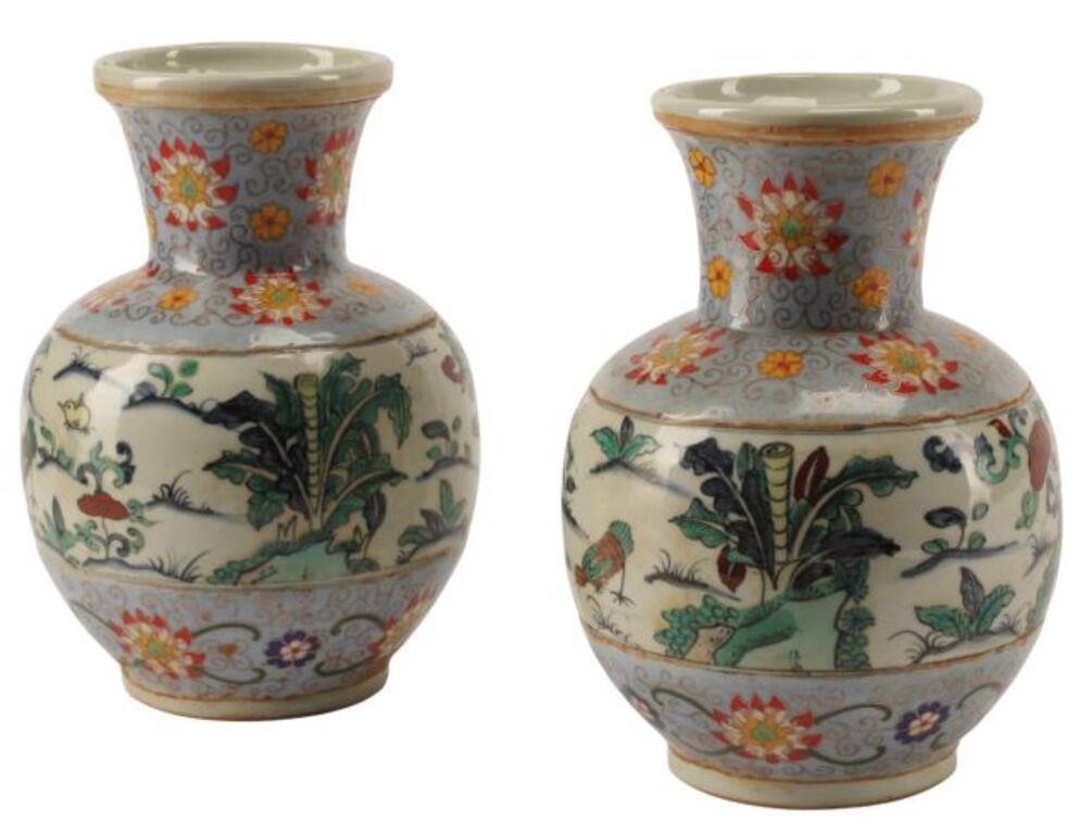 (2) CHINESE CLOISONNE OVER PORCELAIN